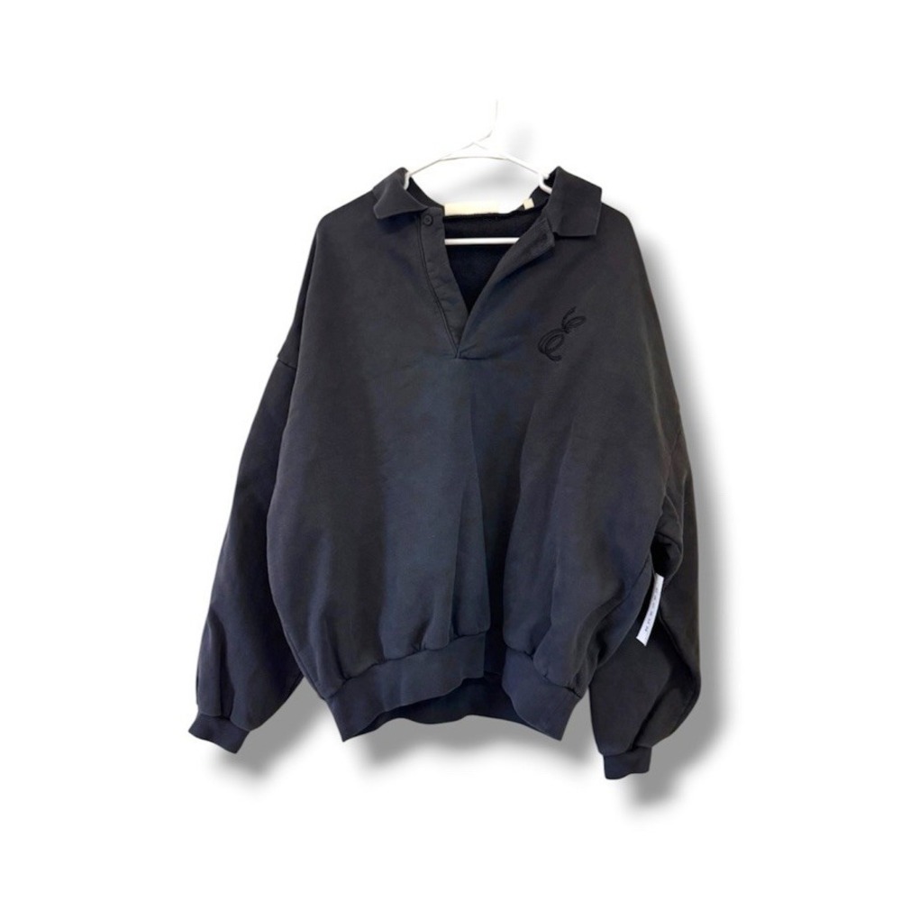 Essentials Fear of God Men's Black Crew Neck Logo Pullover 1/4 Sweatshirt Size M